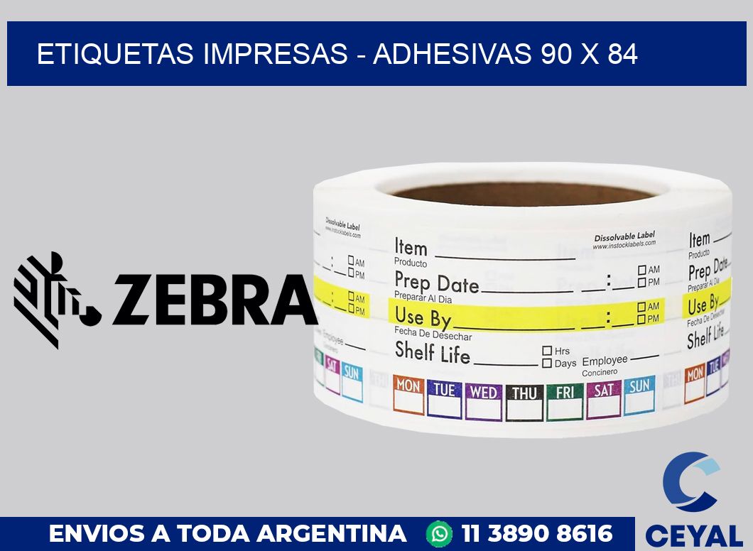 etiquetas impresas - Adhesivas 90 x 84