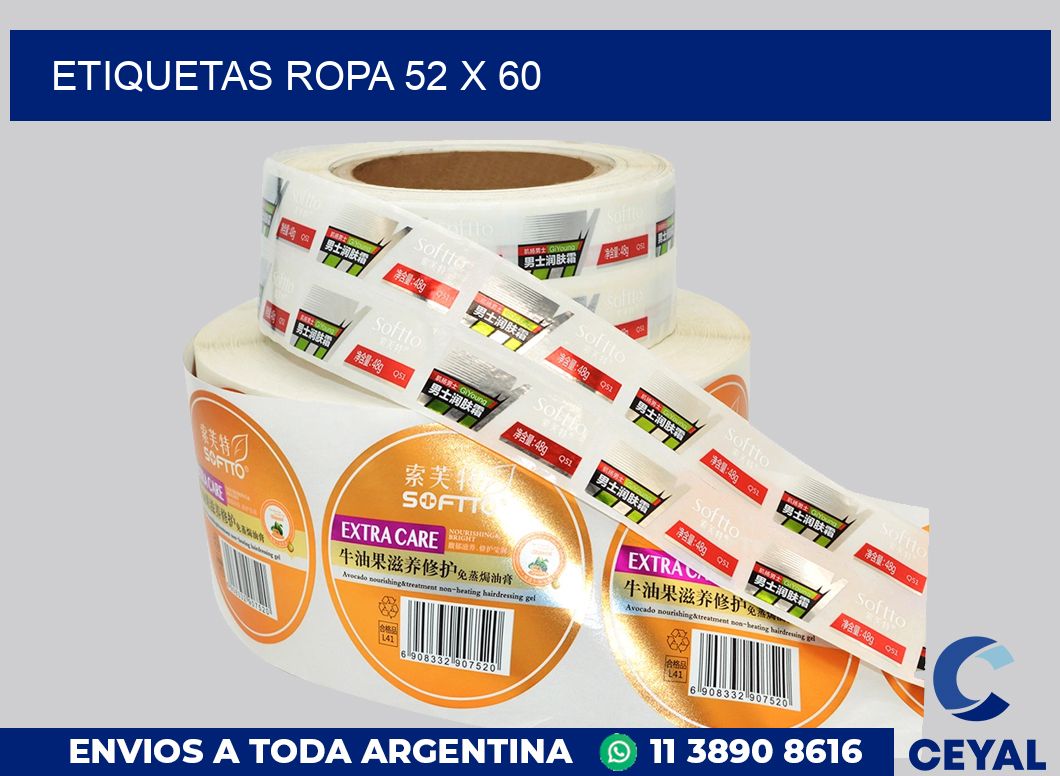 etiquetas ropa 52 x 60
