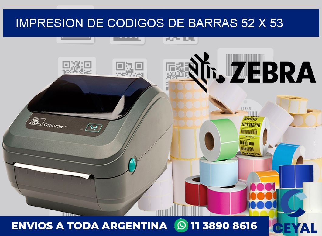 impresion de codigos de barras 52 x 53