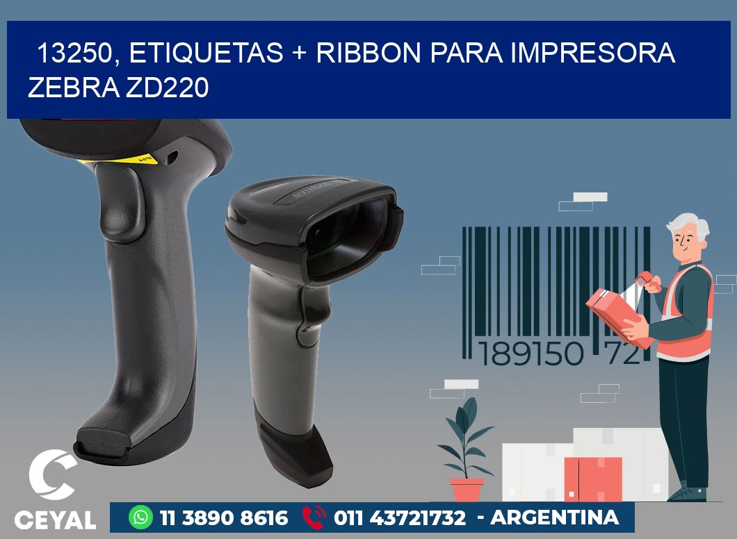 13250, etiquetas + ribbon para impresora zebra zd220