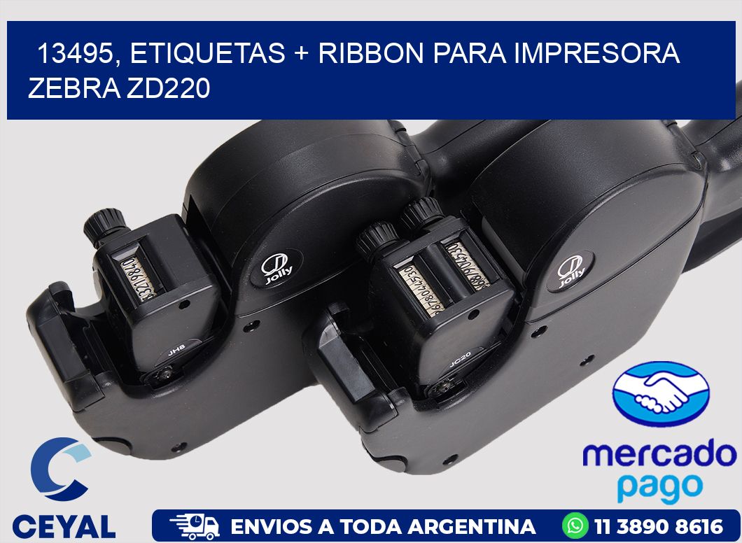 13495, etiquetas + ribbon para impresora zebra zd220