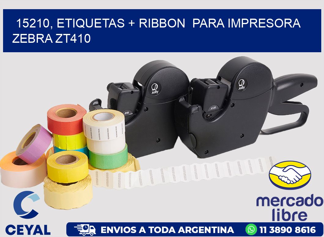 15210, etiquetas + ribbon para impresora zebra ZT410