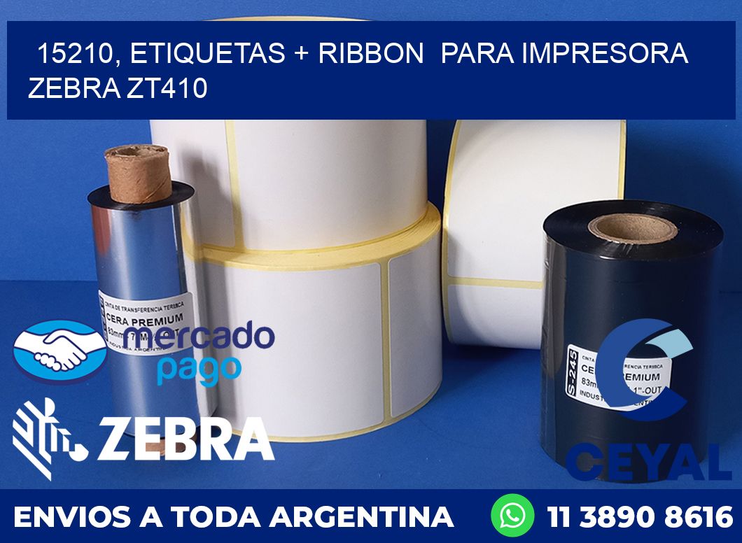 15210, etiquetas + ribbon para impresora zebra ZT410