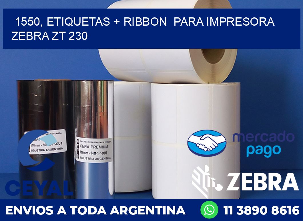 1550, etiquetas + ribbon para impresora zebra ZT 230
