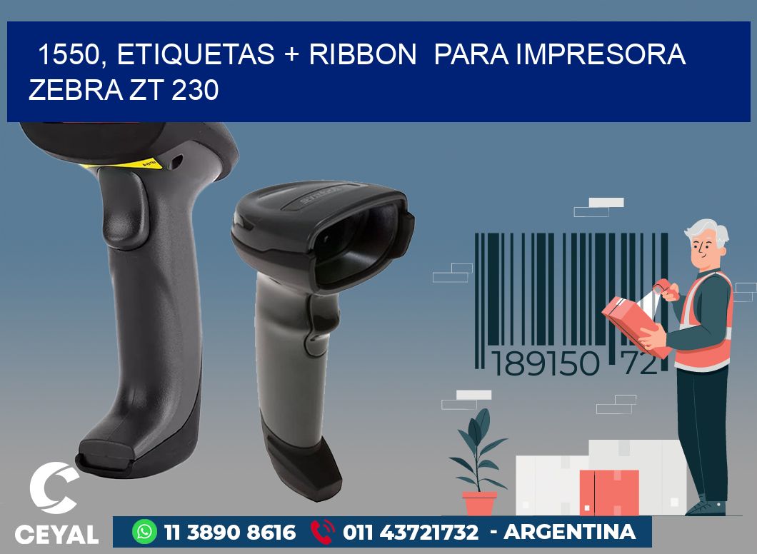 1550, etiquetas + ribbon para impresora zebra ZT 230