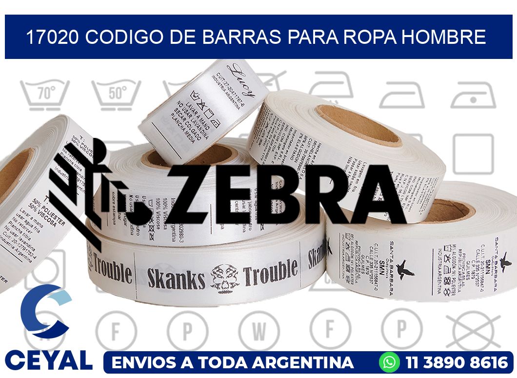 17020 CODIGO DE BARRAS PARA ROPA HOMBRE