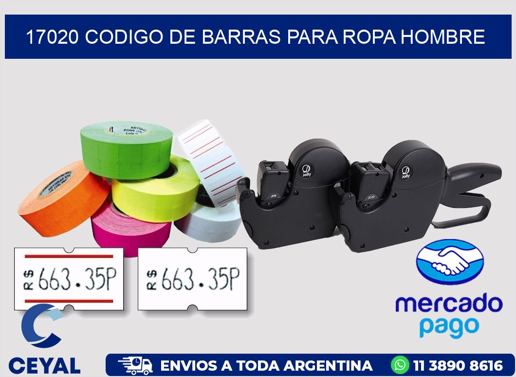 17020 CODIGO DE BARRAS PARA ROPA HOMBRE
