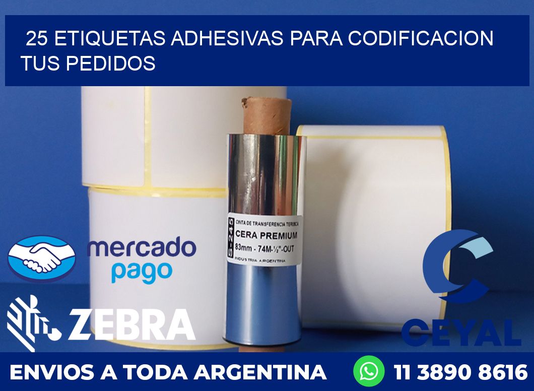 25 ETIQUETAS ADHESIVAS PARA CODIFICACION TUS PEDIDOS