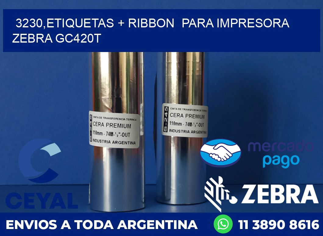 3230,etiquetas + ribbon  para impresora zebra GC420T
