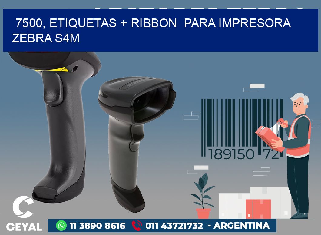 7500, etiquetas + ribbon para impresora zebra S4M