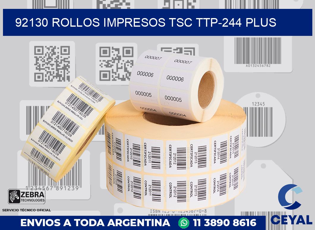 92130 ROLLOS IMPRESOS TSC TTP-244 PLUS