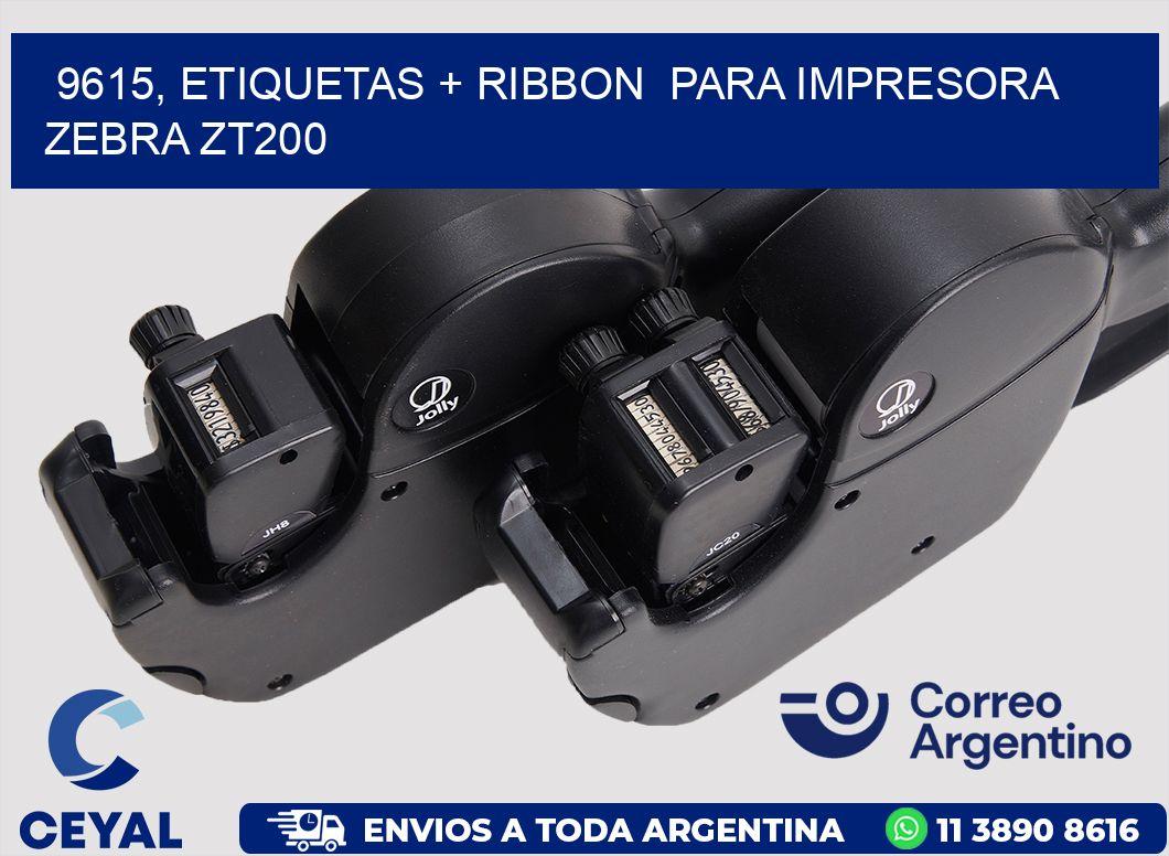 9615, etiquetas + ribbon para impresora zebra ZT200