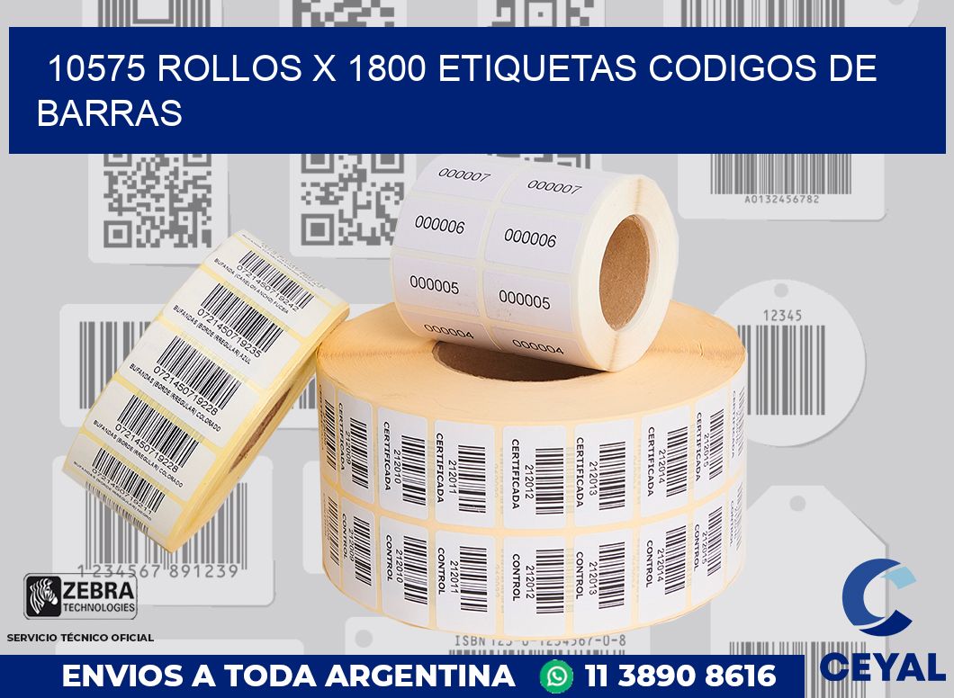 10575 Rollos x 1800 etiquetas codigos de barras