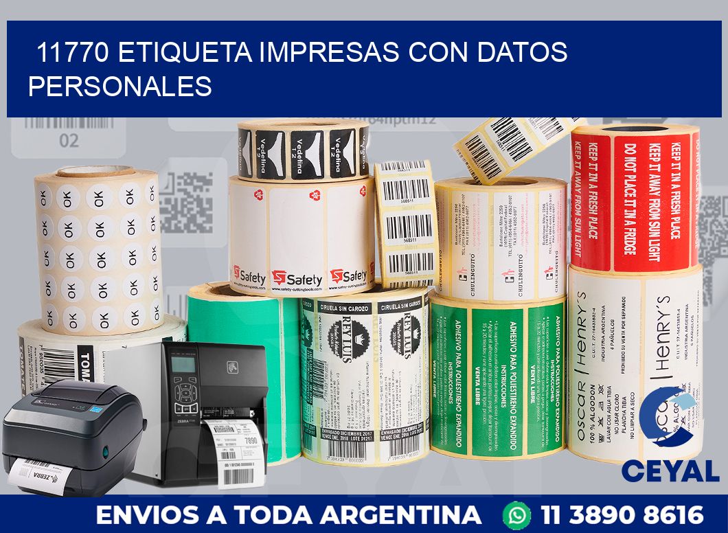11770 ETIQUETA IMPRESAS CON DATOS PERSONALES