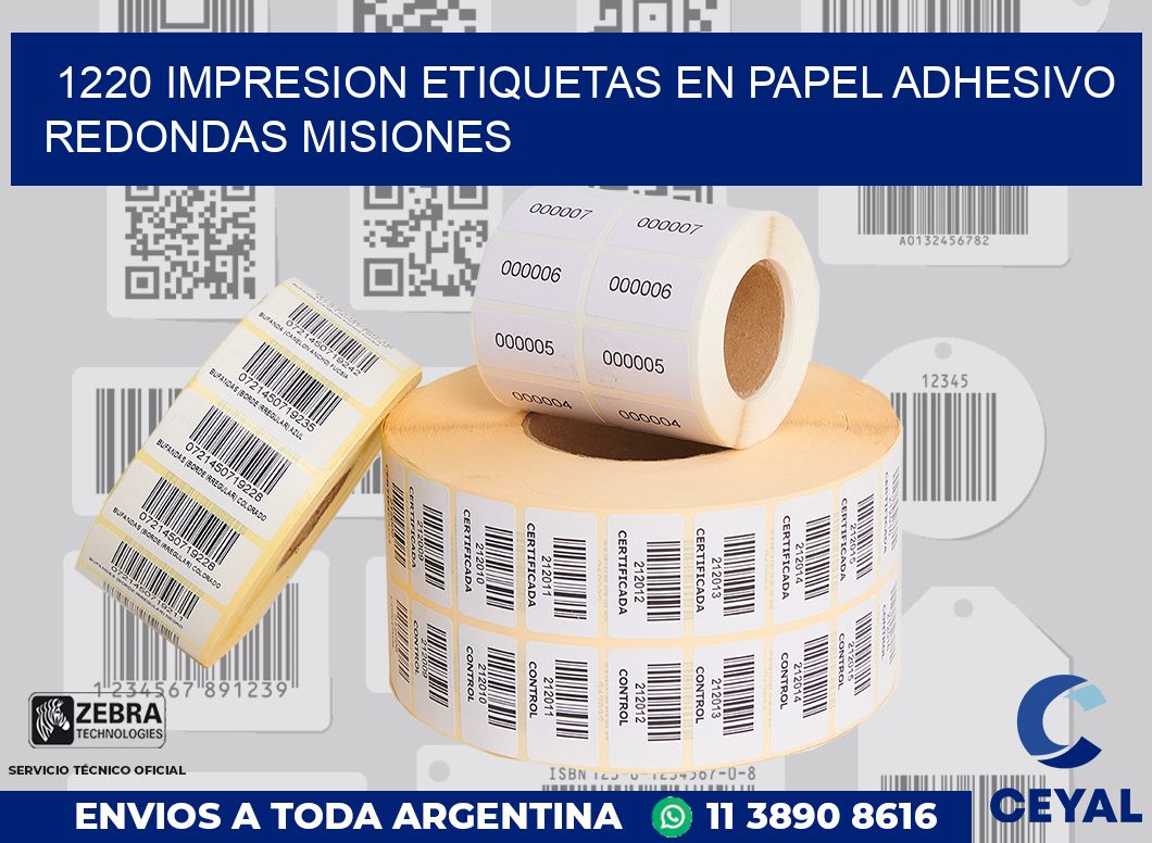 1220 IMPRESION ETIQUETAS EN PAPEL ADHESIVO REDONDAS MISIONES