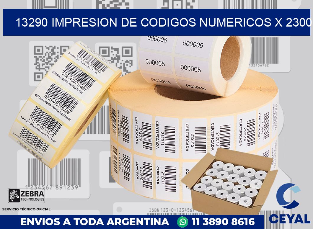 13290 impresion de codigos numericos x 2300