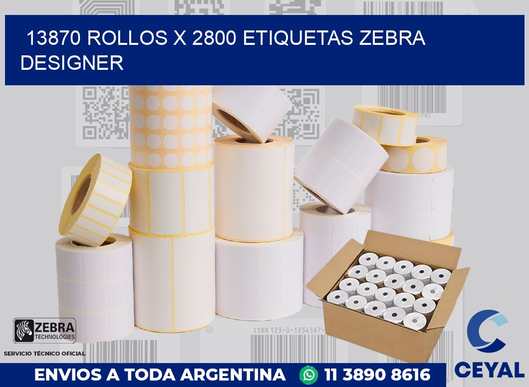 13870 Rollos x 2800 etiquetas zebra designer