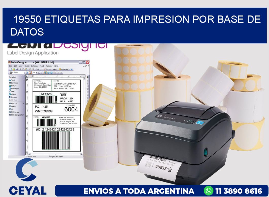 19550 ETIQUETAS PARA IMPRESION POR BASE DE DATOS