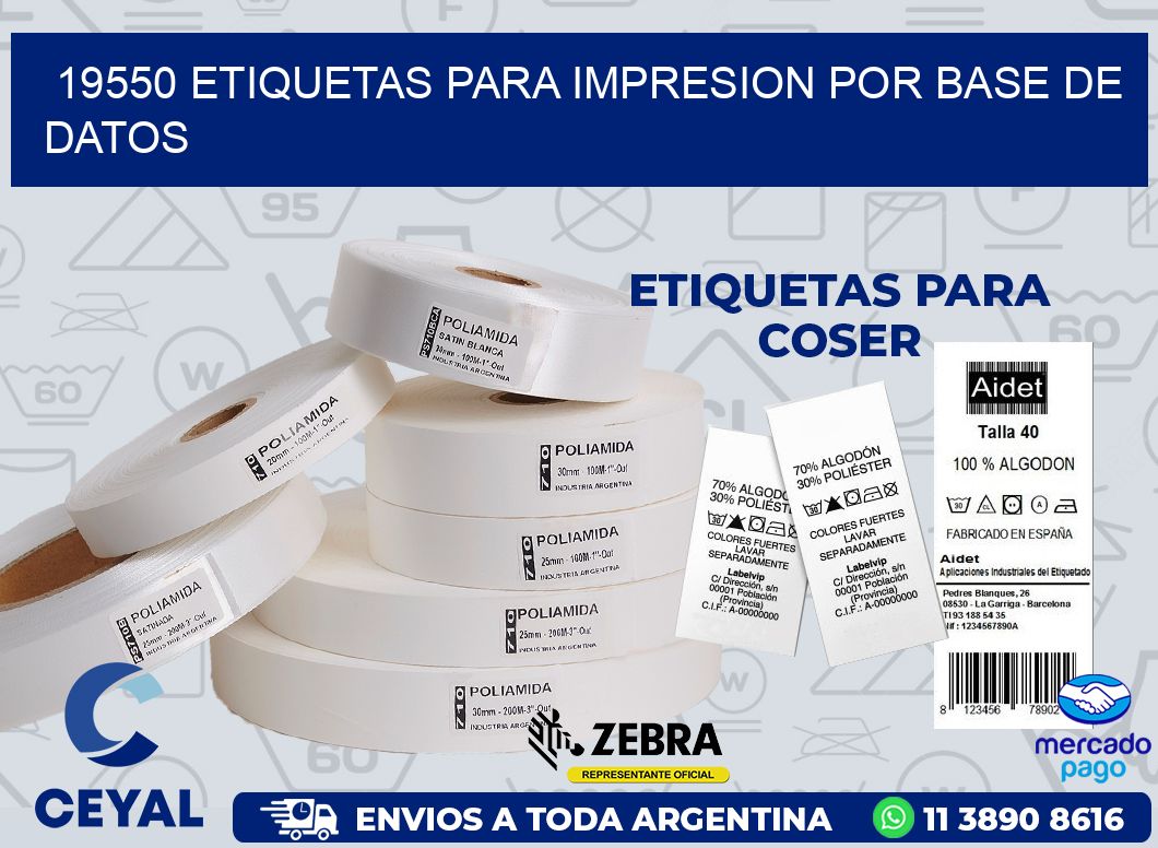 19550 ETIQUETAS PARA IMPRESION POR BASE DE DATOS
