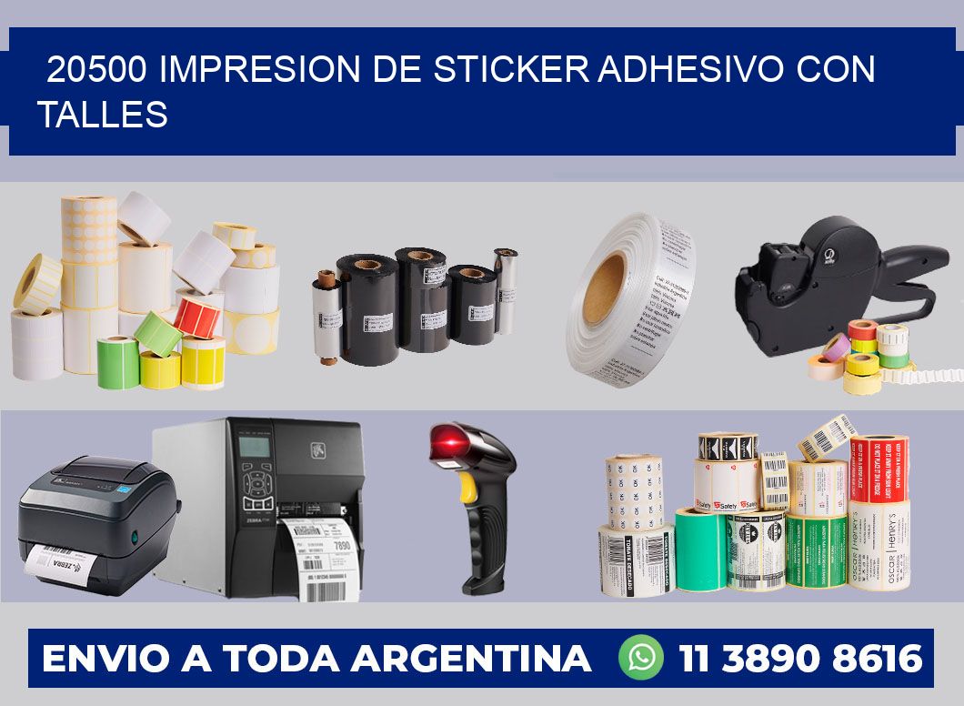20500 IMPRESION DE STICKER ADHESIVO CON TALLES