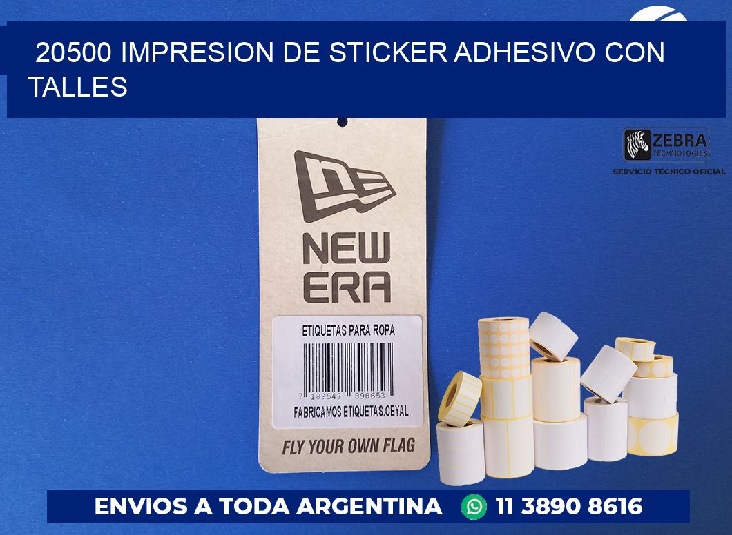 20500 IMPRESION DE STICKER ADHESIVO CON TALLES