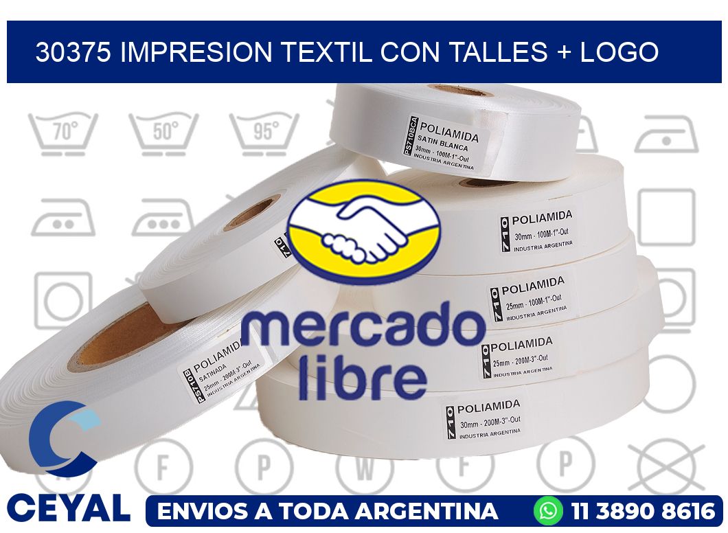 30375 IMPRESION TEXTIL CON TALLES + LOGO