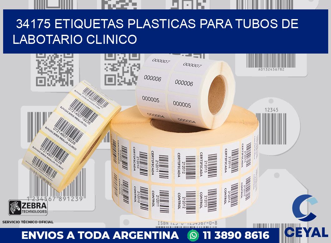 34175 ETIQUETAS PLASTICAS PARA TUBOS DE LABOTARIO CLINICO