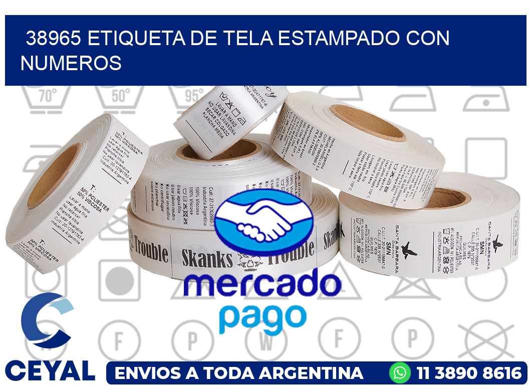 38965 ETIQUETA DE TELA ESTAMPADO CON NUMEROS