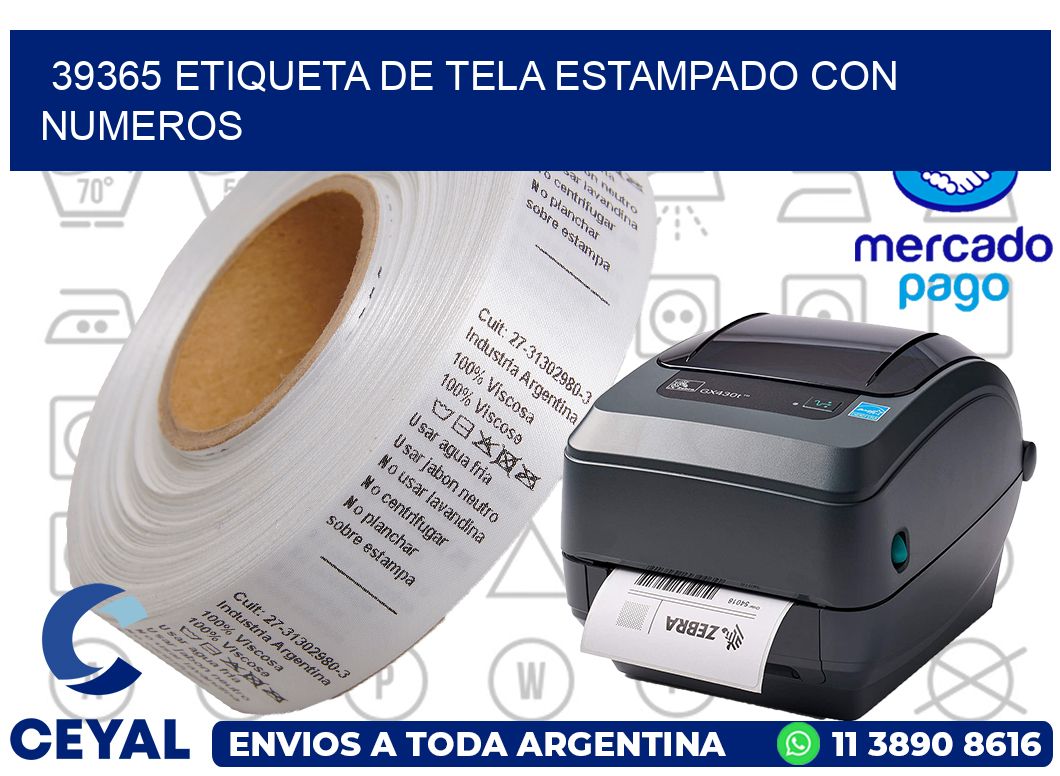 39365 ETIQUETA DE TELA ESTAMPADO CON NUMEROS