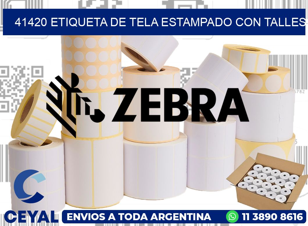 41420 ETIQUETA DE TELA ESTAMPADO CON TALLES