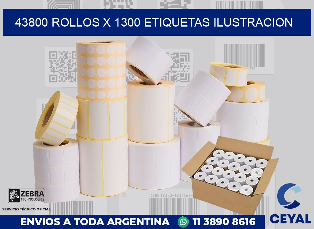 43800 Rollos x 1300 etiquetas ilustracion
