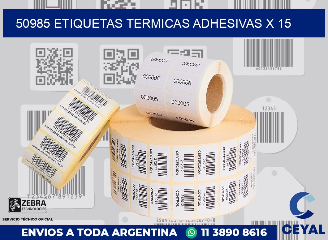 50985 etiquetas termicas adhesivas x 15