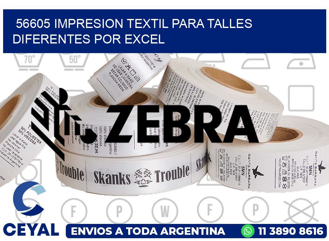 56605 IMPRESION TEXTIL PARA TALLES DIFERENTES POR EXCEL