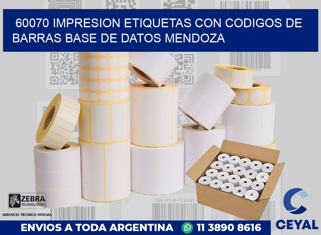 60070 IMPRESION ETIQUETAS CON CODIGOS DE BARRAS BASE DE DATOS MENDOZA