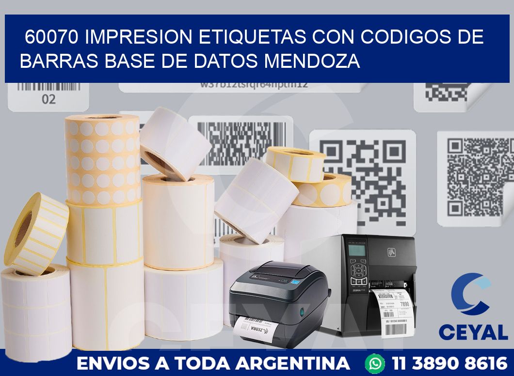 60070 IMPRESION ETIQUETAS CON CODIGOS DE BARRAS BASE DE DATOS MENDOZA