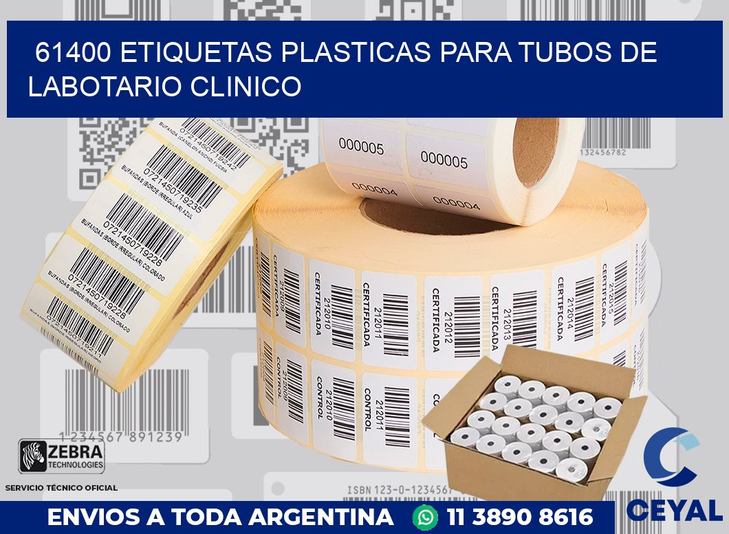 61400 ETIQUETAS PLASTICAS PARA TUBOS DE LABOTARIO CLINICO
