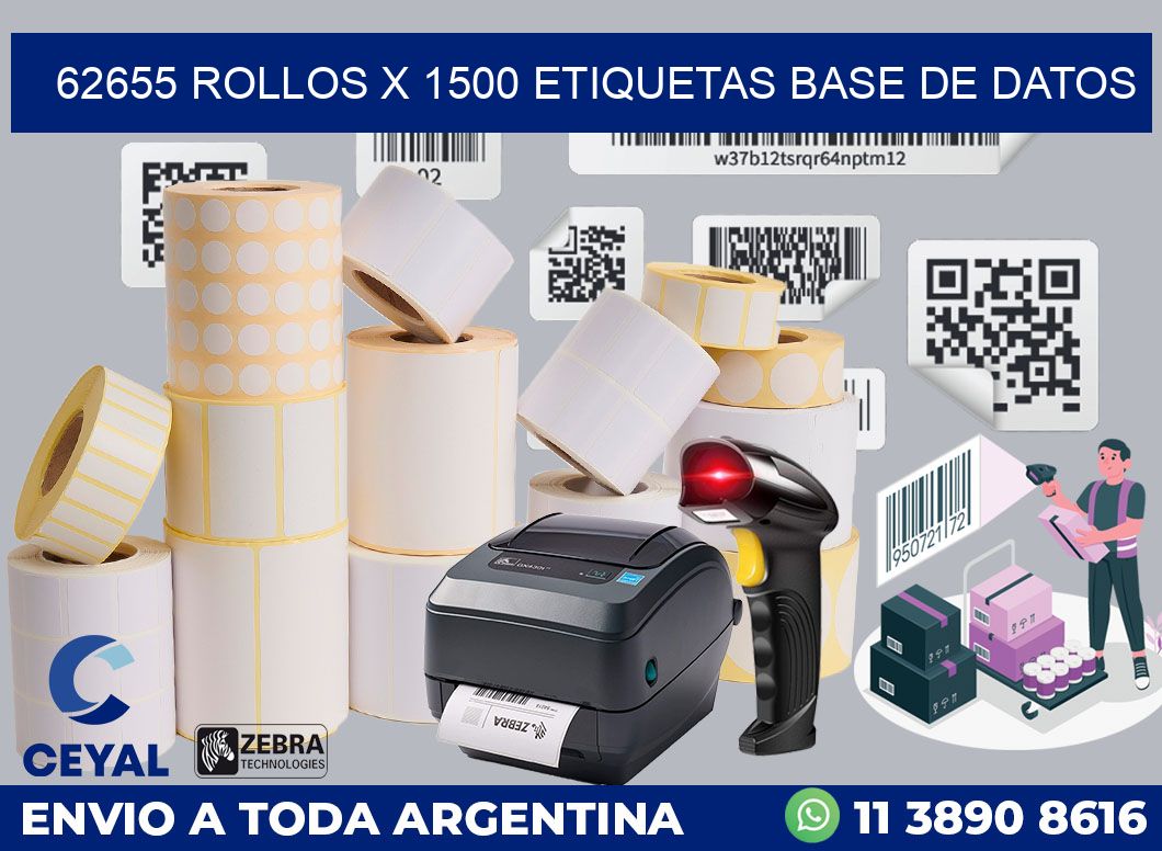62655 Rollos x 1500 etiquetas base de datos