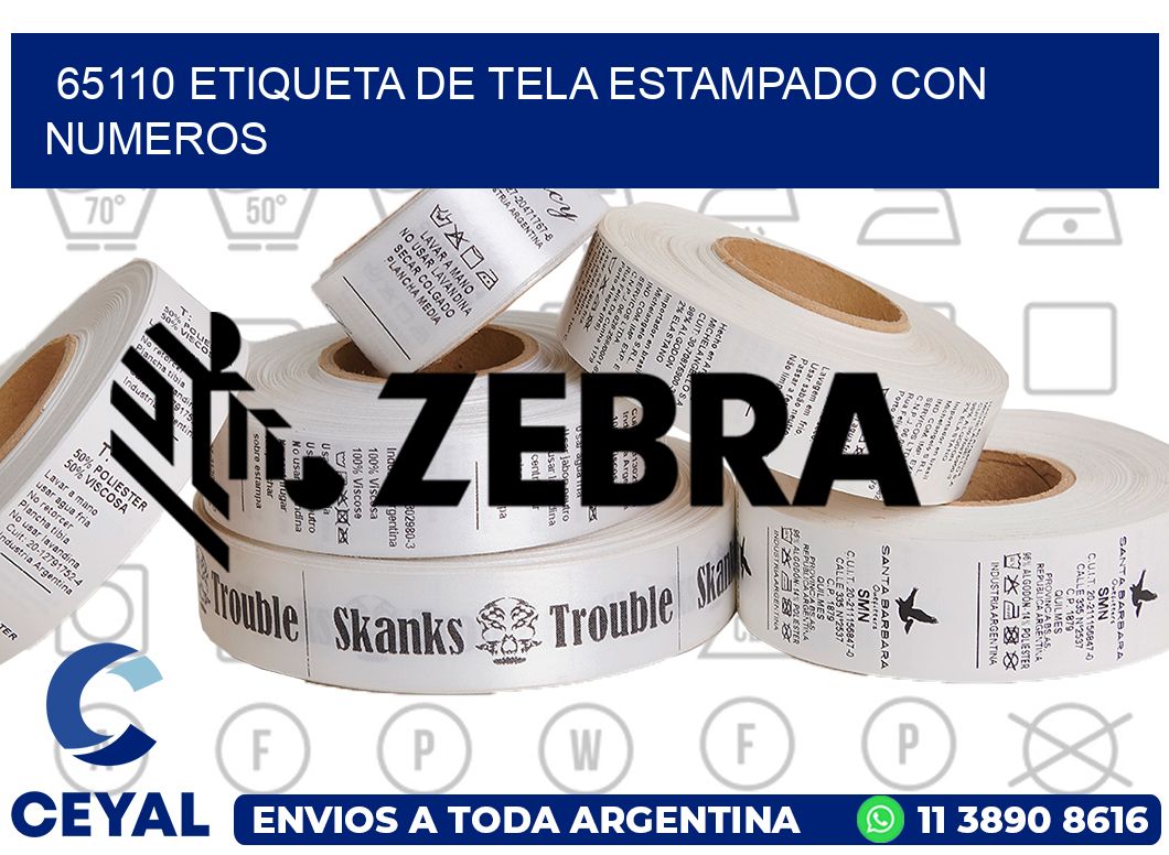 65110 ETIQUETA DE TELA ESTAMPADO CON NUMEROS