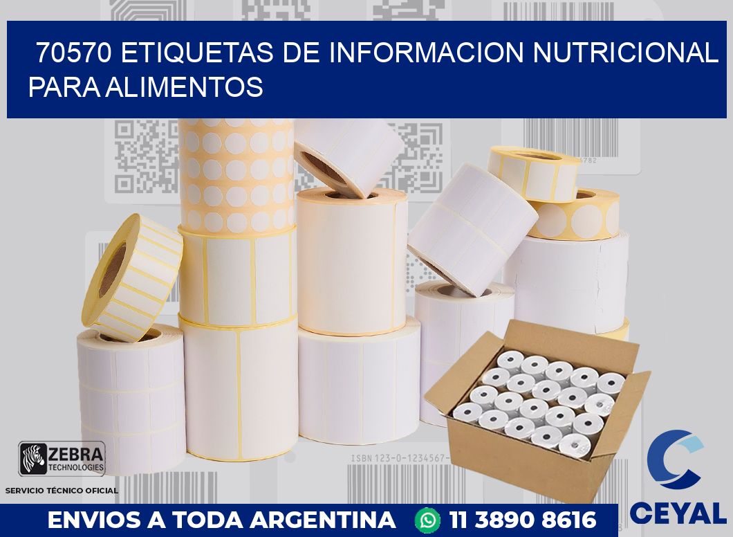 70570 ETIQUETAS DE INFORMACION NUTRICIONAL PARA ALIMENTOS