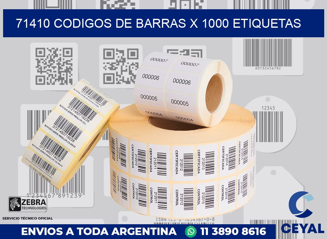 71410 codigos de barras x 1000 etiquetas