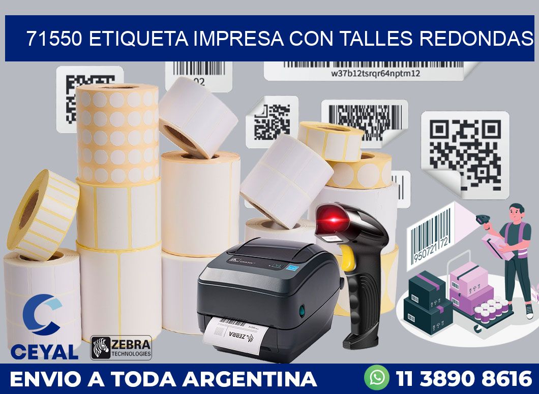 71550 ETIQUETA IMPRESA CON TALLES REDONDAS