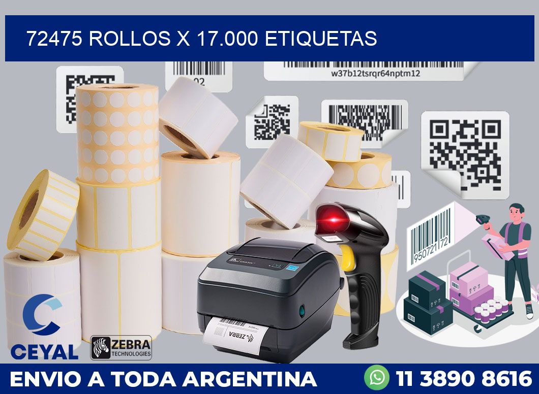 72475 Rollos x 17.000 etiquetas