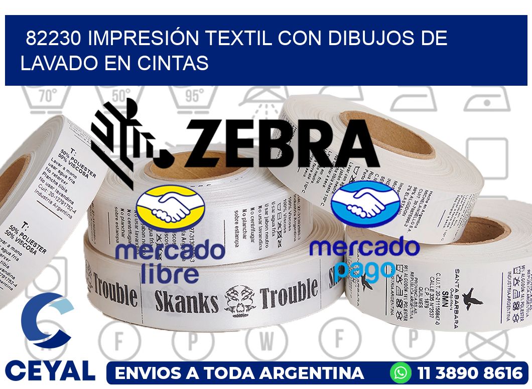 82230 IMPRESIÓN TEXTIL CON DIBUJOS DE LAVADO EN CINTAS