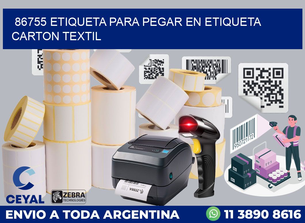86755 ETIQUETA PARA PEGAR EN ETIQUETA CARTON TEXTIL