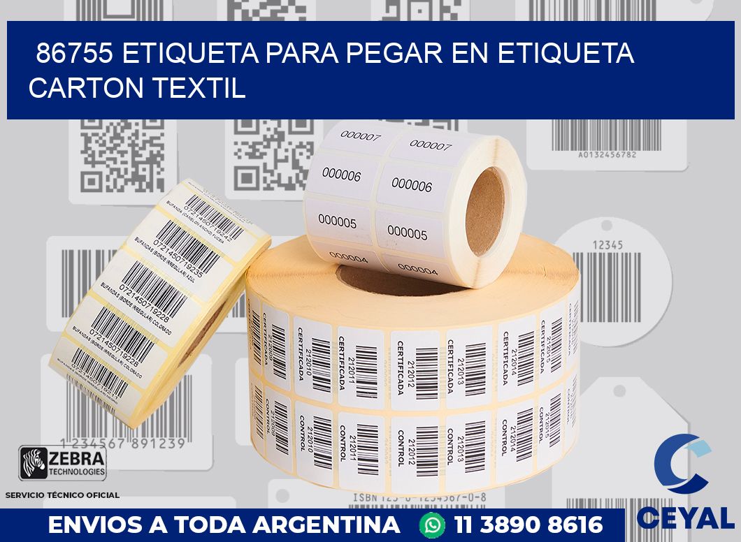 86755 ETIQUETA PARA PEGAR EN ETIQUETA CARTON TEXTIL