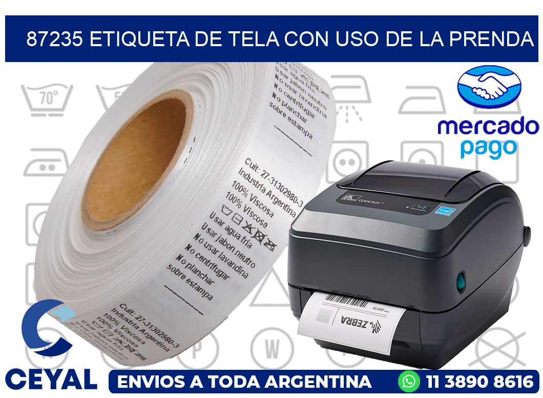 87235 ETIQUETA DE TELA CON USO DE LA PRENDA