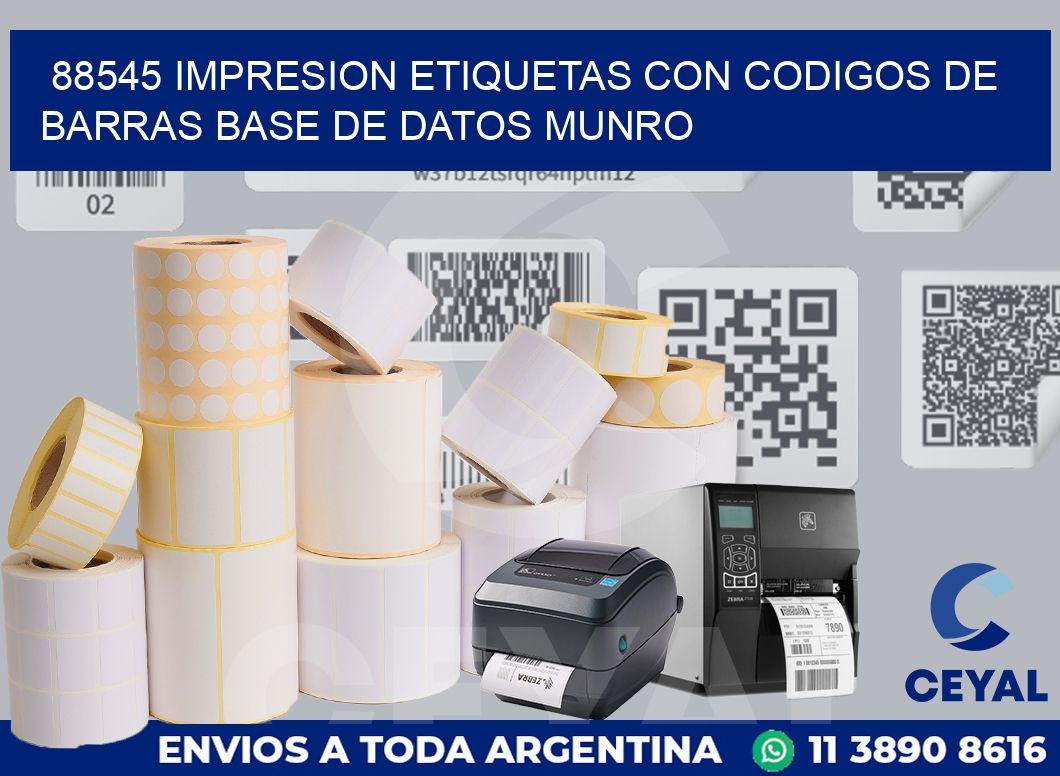 88545 IMPRESION ETIQUETAS CON CODIGOS DE BARRAS BASE DE DATOS MUNRO