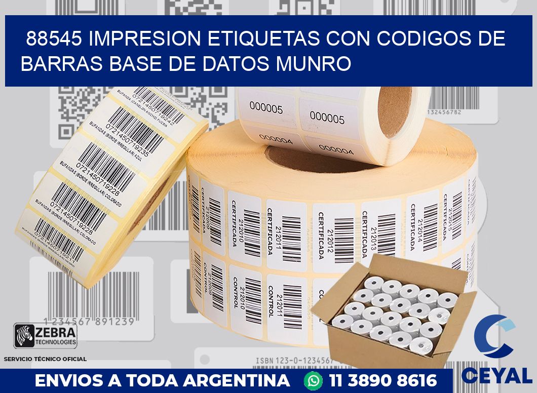 88545 IMPRESION ETIQUETAS CON CODIGOS DE BARRAS BASE DE DATOS MUNRO