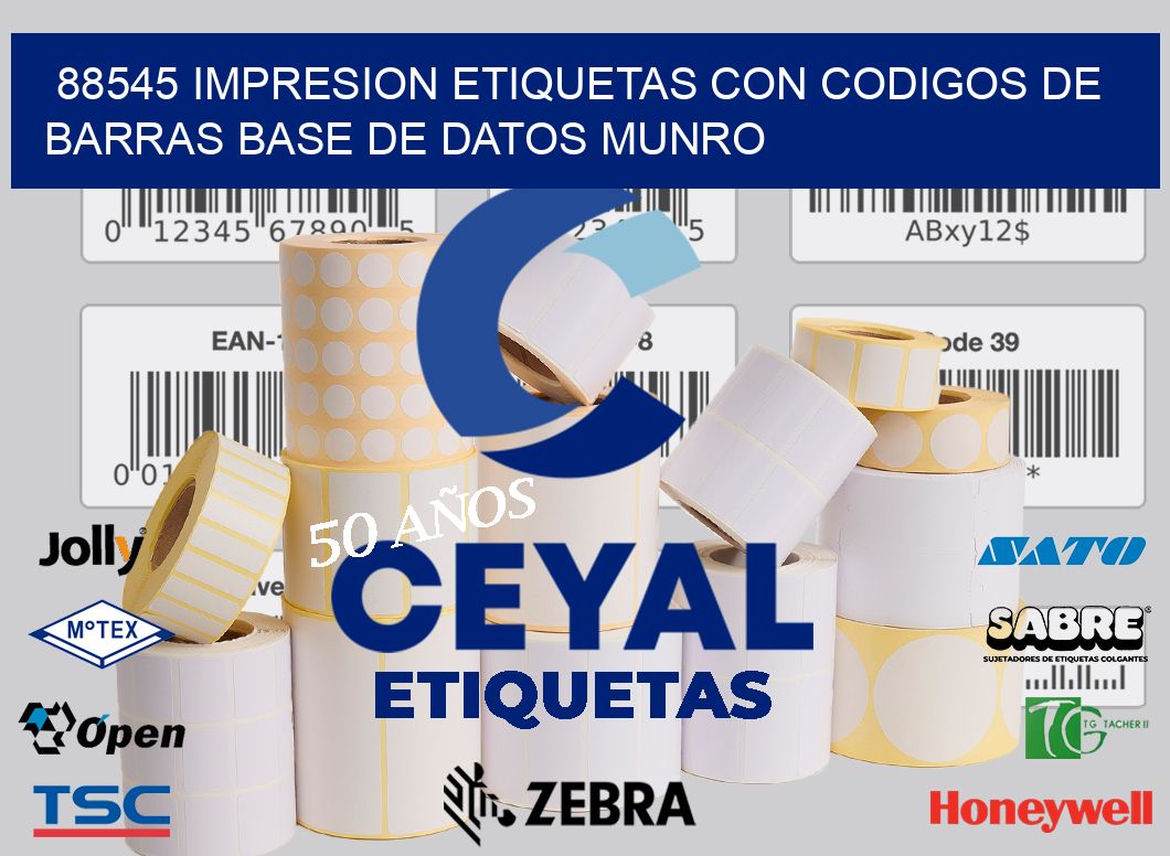 88545 IMPRESION ETIQUETAS CON CODIGOS DE BARRAS BASE DE DATOS MUNRO