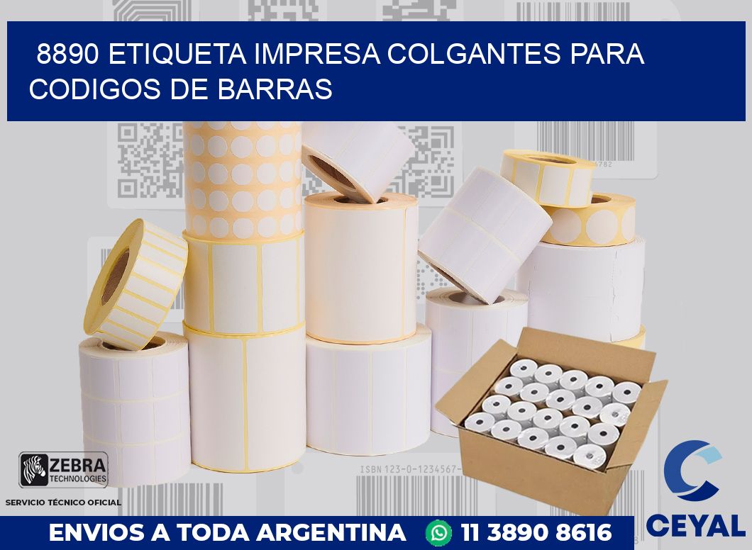 8890 ETIQUETA IMPRESA COLGANTES PARA CODIGOS DE BARRAS